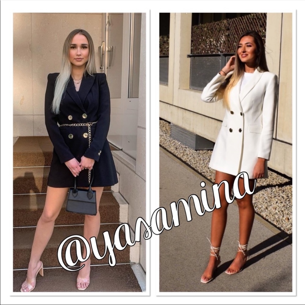 Last🔥Zara double breast blazer dress bloggers fav